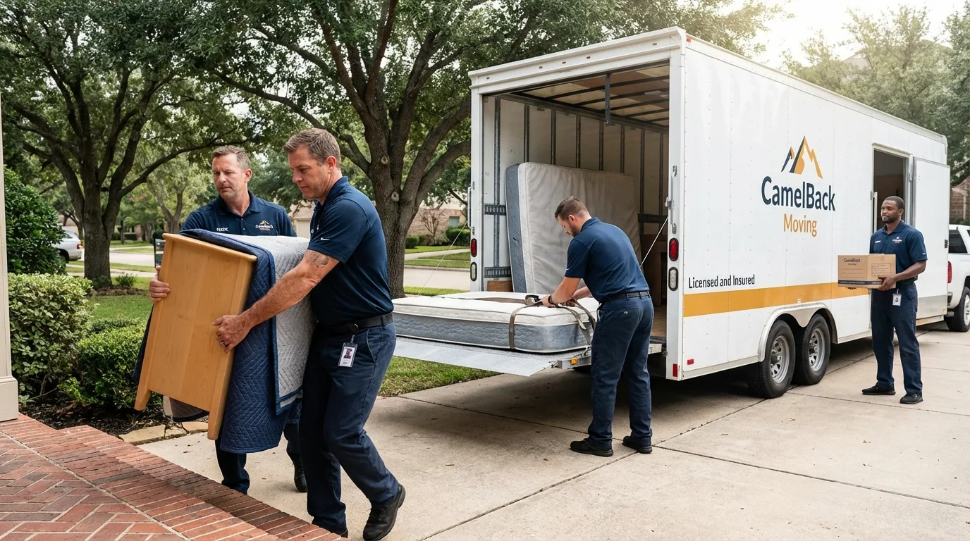 Crew loading residential truck for cross-state move from Nellysford, VA