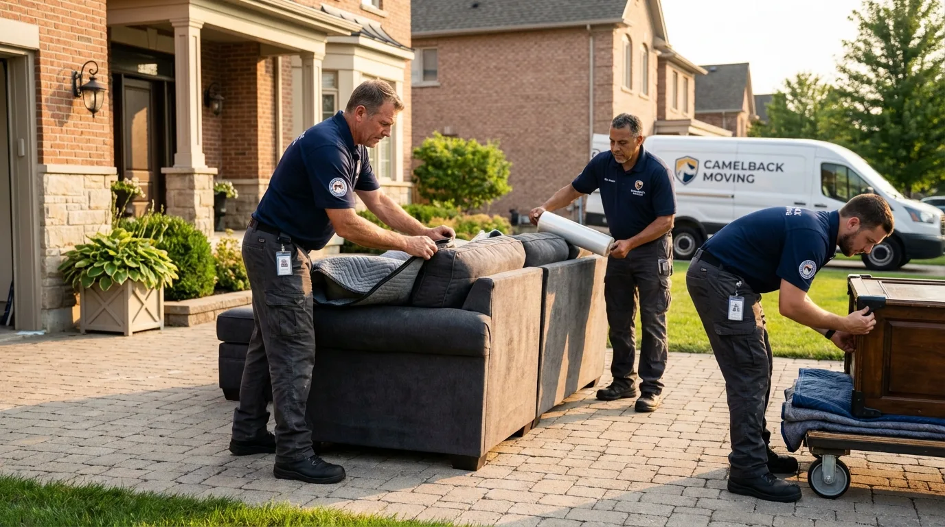 Large estate moving crew wrapping furniture in Nellysford, VA